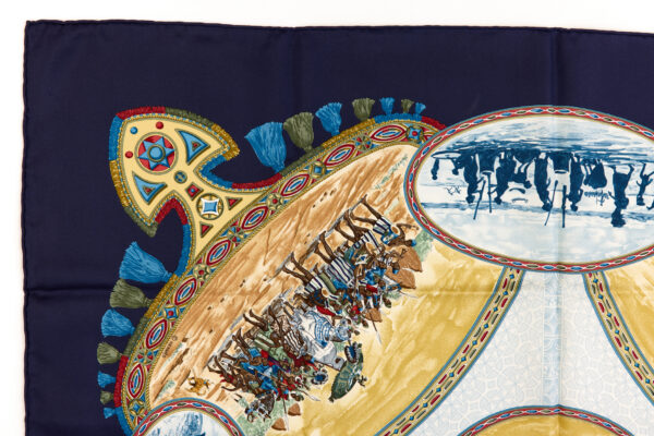 Hermes Silk Scarf Carre 90 "CAVALIERS PEULS" Blue Silk Scarf - Image 2