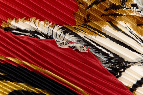 Hermes Silk Scarf Carre 90 "Tiger Royal" Red Silk Pleats Scarf - Image 8