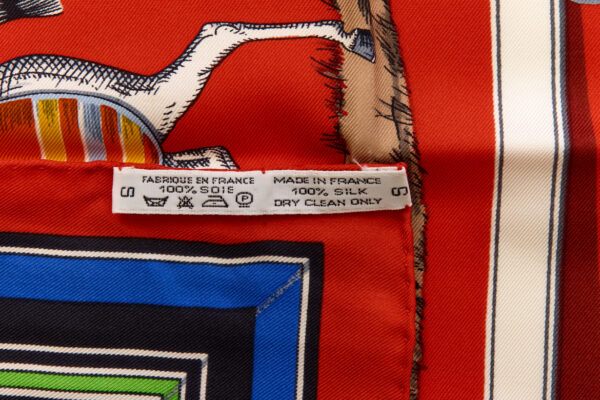 Hermes Silk Scarf Carre 90 "Couvertures et Tenues de Jour" Red Silk Scarf - Image 8