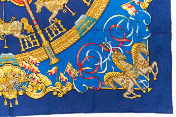 Hermes Scarf 90 "Luna Park" Blue 100% Silk Scarf 35" - Image 6