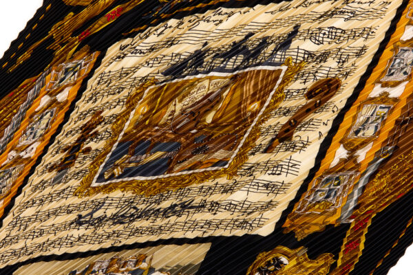 Hermes Silk Scarf Carre 90 "Salzburg" Black Silk Pleats Scarf - Image 4