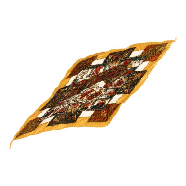 Hermes Silk Scarf Carre 90 "LE TAROT" Yellow Silk Pleats Scarf with Box
