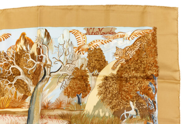 Hermes Silk Scarf Carre 90 "Nuba Mountain" Beige Silk Scarf - Image 3