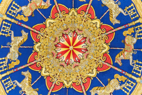Hermes Scarf 90 "Luna Park" Blue 100% Silk Scarf 35" - Image 4