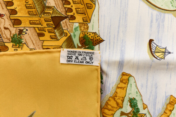 Hermes Silk Scarf Carre 90 "AU PAYS DE COCAGNE" Yellow Silk Scarf - Image 8