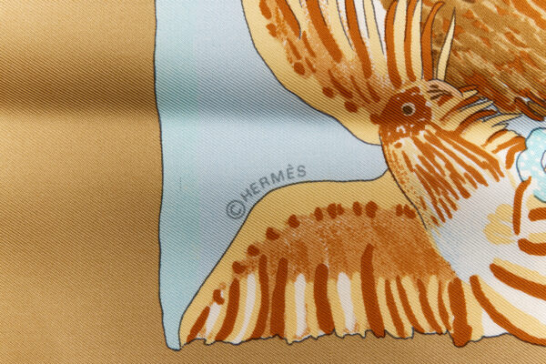 Hermes Scarf Carre 90 "Nuba Mountain" Brown Beige Silk Scarf - Image 7