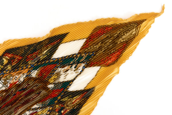 Hermes Silk Scarf Carre 90 "LE TAROT" Yellow Silk Pleats Scarf with Box - Image 3