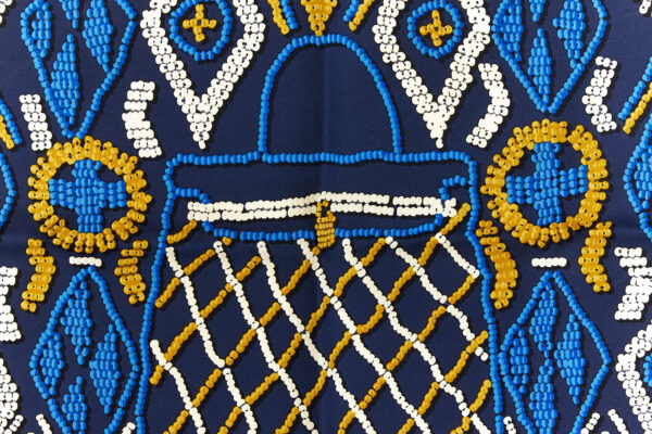 Hermes Carre 45 Scarf "KELLY EN PERLES" Blue Silk Scarf - Image 4