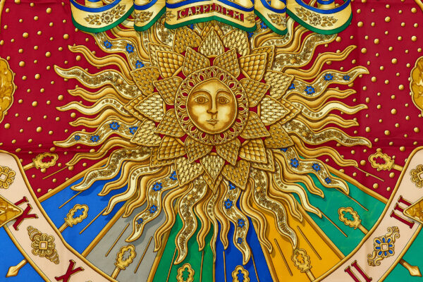 Hermes Silk Scarf Carre 90 "CARPE DIEM" Yellow Silk Scarf - Image 4