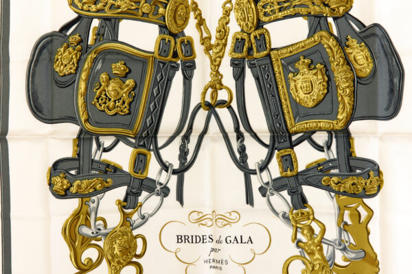 Hermes Silk Scarf Carre 45 "BRIDES de GALA" Blue Silk Scarf - Image 4