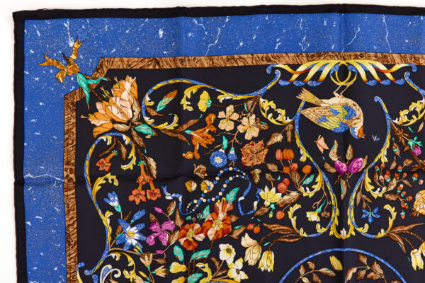 Hermes Silk Scarf Carre 90 "Pierres d'Orient et d'Occident" Blue Silk Scarf - Image 2