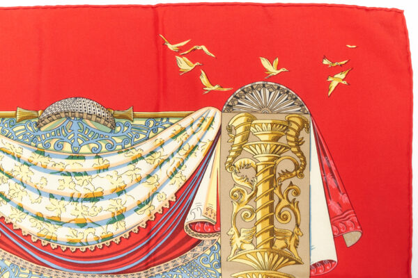 Hermes Scarf 90 "L'Atlantide " Red 100% Silk Scarf 35" - Image 3
