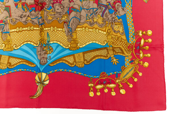 Hermes Silk Scarf Carre 90 "Tournez Manege" Red Silk Scarf - Image 6