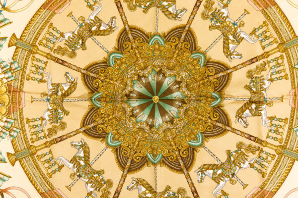 Hermes Silk Scarf Carre 90 "LUNA PARK" Beige Silk Scarf - Image 4