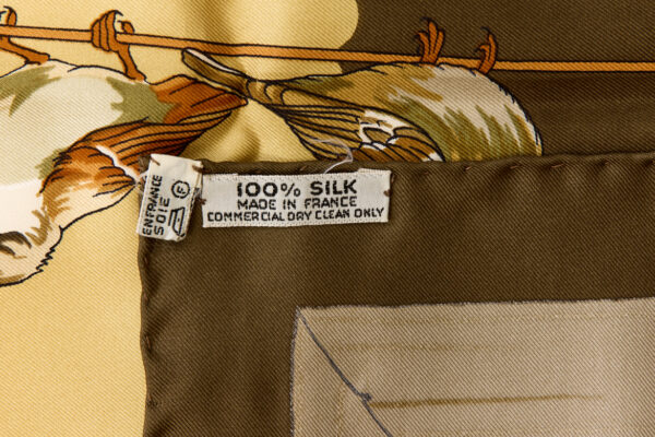 Hermes Silk Scarf Carre 90 "LES OISEAUX DES CHAMPS ET DES BOIS" Brown Silk Scarf - Image 8