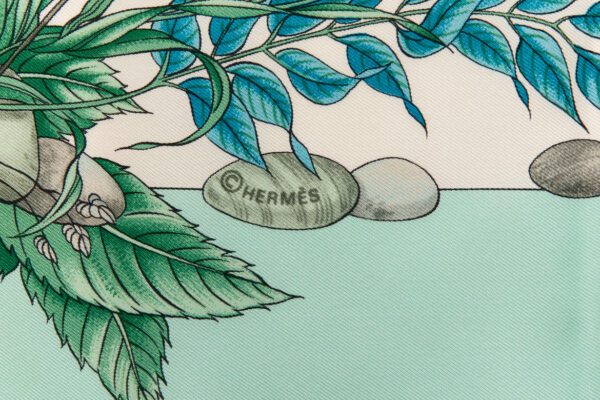 Hermes Silk Scarf Carre 90 "Pythagore" Blue Green Silk Scarf - Image 7