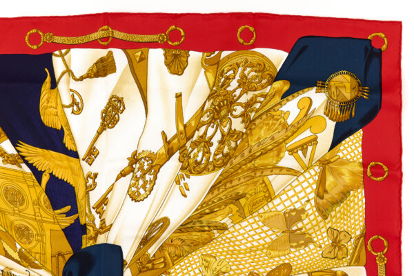 Hermes Silk Scarf Carre 90 "Soleil de Soie" Red Silk Scarf - Image 3