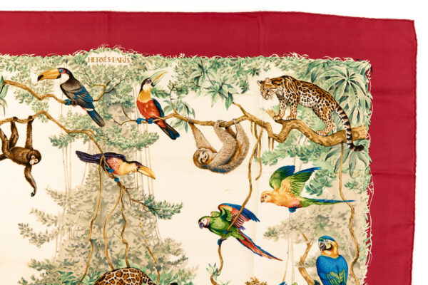 Hermes Silk Scarf Carre 90 "Equateur" Red Silk Scarf - Image 3