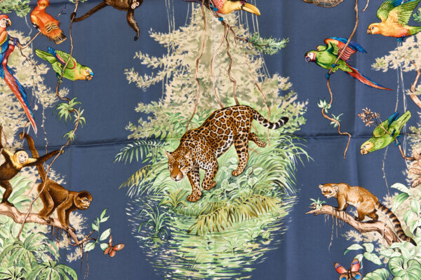 Hermes Silk Scarf Carre 90 "Equateur" Blue Silk Scarf - Image 4