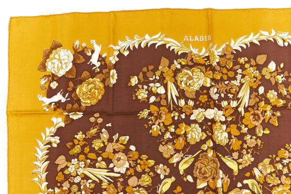 Hermes Silk Scarf Carre 90 "ALADIN" Yellow Silk Scarf - Image 2