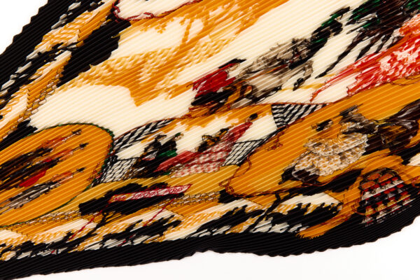 Hermes Silk Scarf Carre 90 "feria de sevilla" Black Silk Pleats Scarf with Box - Image 6