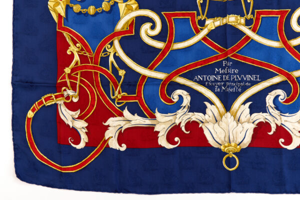 Hermes Silk Scarf Carre 90 "L'INSTRUCTION DU ROY" Blue Silk Scarf - Image 5