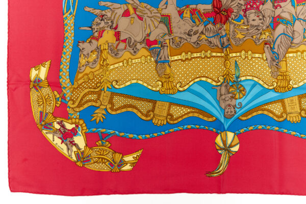 Hermes Silk Scarf Carre 90 "Tournez Manege" Red Silk Scarf - Image 5