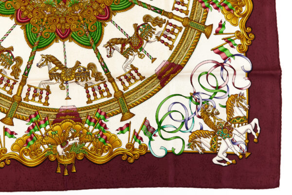 Hermes Silk Scarf Carre 90 "LUNA PARK" Red Silk Scarf - Image 6