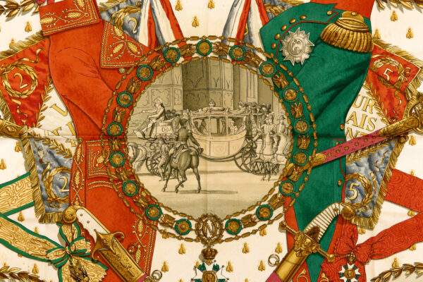 Hermes Silk Scarf Carre 90 "NAPOLEON" Blue Silk Scarf (B-) - Image 4