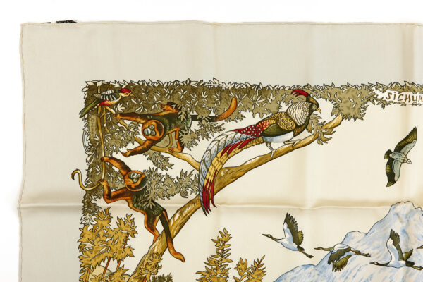 Hermes Silk Scarf Carre 90 "SICHUAN" Green Silk Scarf - Image 2