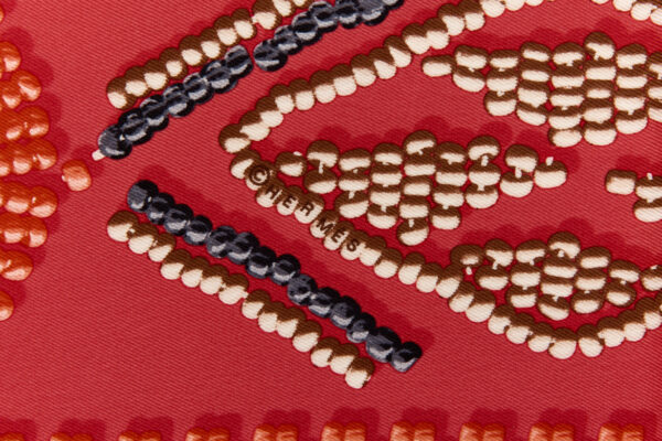 Hermes Silk Scarf Carre 70 "Kelly en Perles" Pink Silk Scarf - Image 7