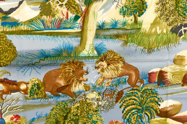 Hermes Silk Scarf Carre 90 "Nuba Mountain" Blue Silk Scarf - Image 4