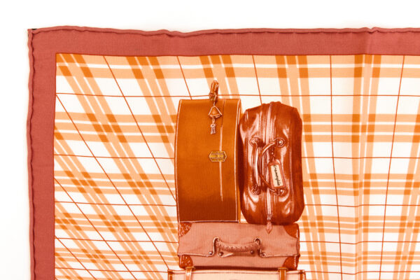 Hermes Silk Scarf Carre 45 "H EN VOYAGE" Orange Silk Scarf - Image 2