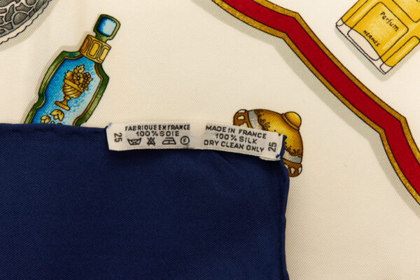 Hermes Silk Scarf Carre 90 "Qu'Importe Le Flacon" Blue Silk Scarf - Image 8