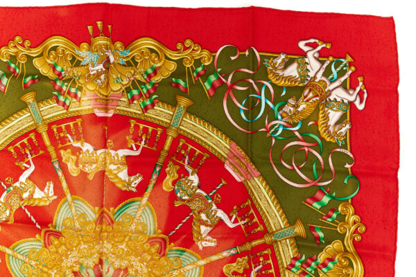 Hermes Scarf Carre 90 "LUNA PARK" Red Silk Scarf - Image 3