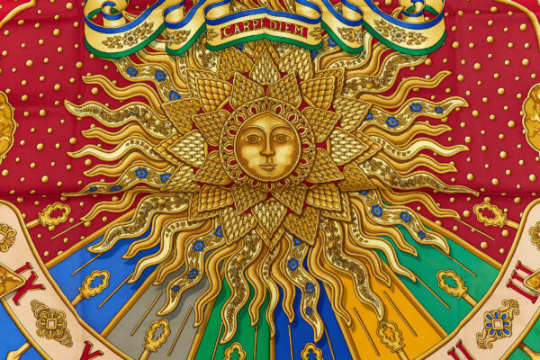 Hermes Silk Scarf Carre 90 "CARPE DIEM" Yellow Silk Scarf - Image 4