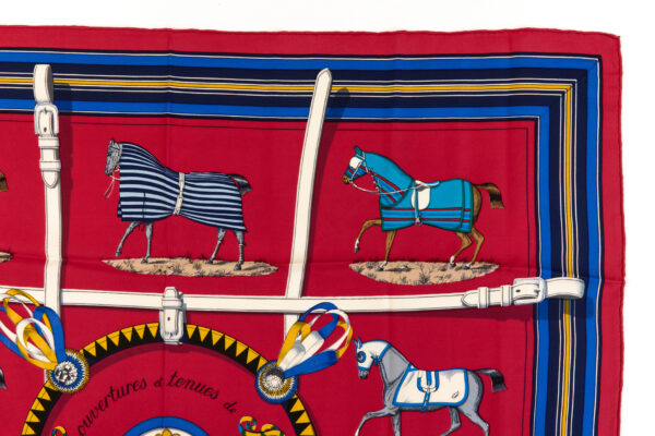 Hermes Silk Scarf Carre 90 "Couvertures et Tenues de Jour" Blue Silk Scarf - Image 3