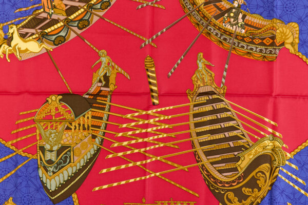 Hermes Silk Scarf Carre 90 "Les Bissone de Venise" Blue Silk Scarf - Image 4
