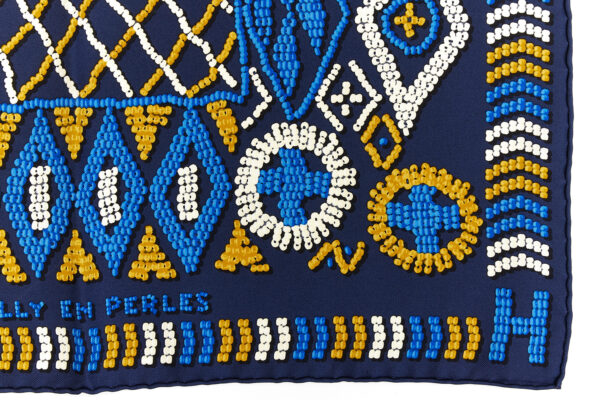 Hermes Carre 45 Scarf "KELLY EN PERLES" Blue Silk Scarf - Image 6