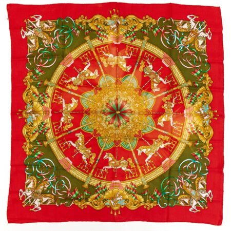 Hermes Scarf Carre 90 "LUNA PARK" Red Silk Scarf