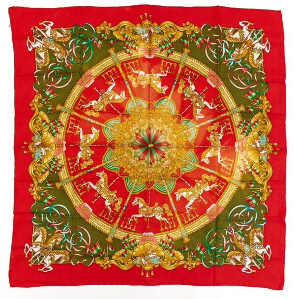 Hermes Scarf Carre 90 "LUNA PARK" Red Silk Scarf