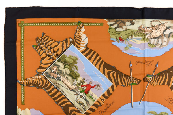 Hermes Silk Scarf Carre 90 "La Chasse en Afrique" Orange Silk Scarf - Image 2