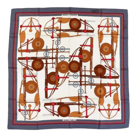 Hermes Silk Scarf Carre 90 "BRIDE ET FRONTAUX" Blue Silk Scarf