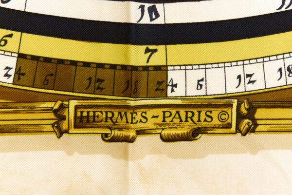Hermes Silk Scarf Carre 90 "DIES ET HORE" White Silk Scarf - Image 7