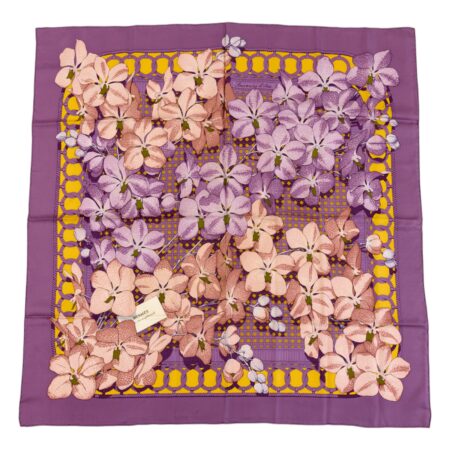 Hermes Silk Scarf Carre 90 "Souvenirs d'Asie" Purple Silk Scarf