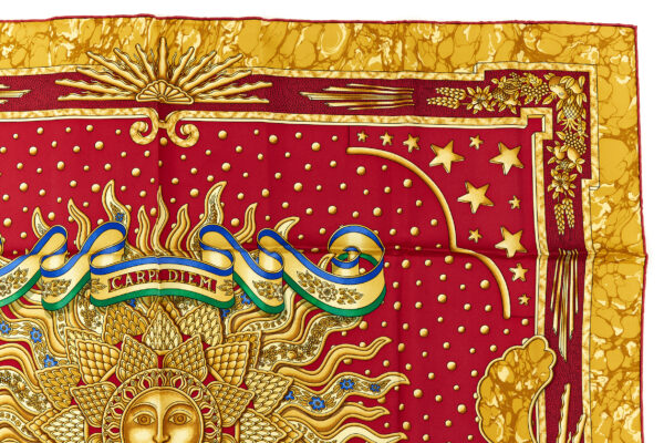 Hermes Silk Scarf Carre 90 "CARPE DIEM" Yellow Silk Scarf - Image 3