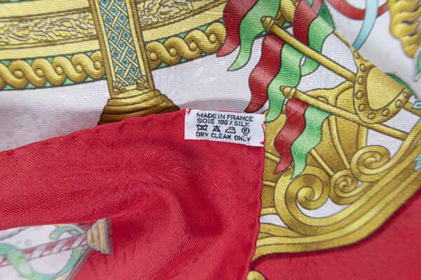 Hermes Scarf 90 "Luna Park" Red 100% Silk Scarf 35" - Image 8