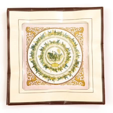 Hermes Silk Scarf Carre 90 "LA PROMENADE DE LONGCHAMPS" Pink Silk Scarf with Box