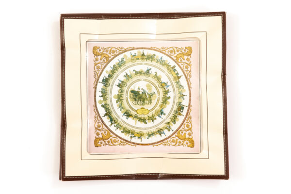 Hermes Silk Scarf Carre 90 "LA PROMENADE DE LONGCHAMPS" Pink Silk Scarf with Box