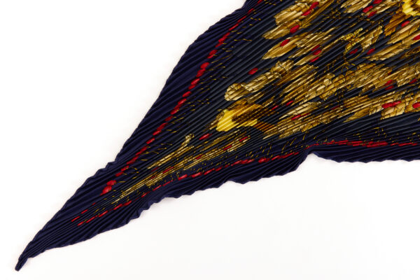 Hermes Silk Scarf Carre 90 "Les merises" Blue Silk Pleats Scarf - Image 5